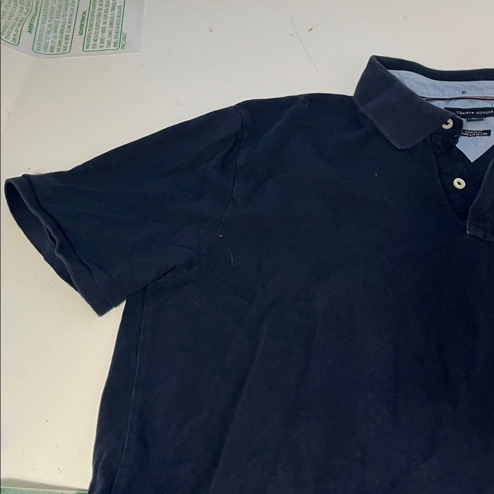 Tommy Hilfiger XXL Short Sleeve Navy Blue Custom Fit Collared Polo Top - Picture 2 of 5
